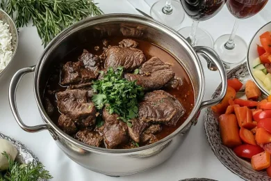 Purim Seudah Recipe: Slow-Cooked Beef Stew with Silan and Red Wine