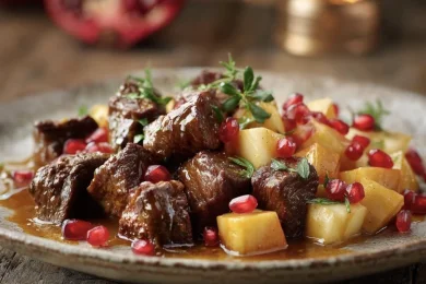 Rosh Hashanah Head Meat with Pomegranate and Apples