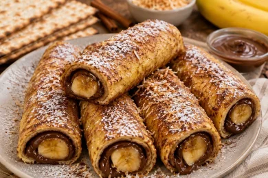 Chocolate and Caramelized Banana Matzah Rolls: An Irresistible Passover Dessert