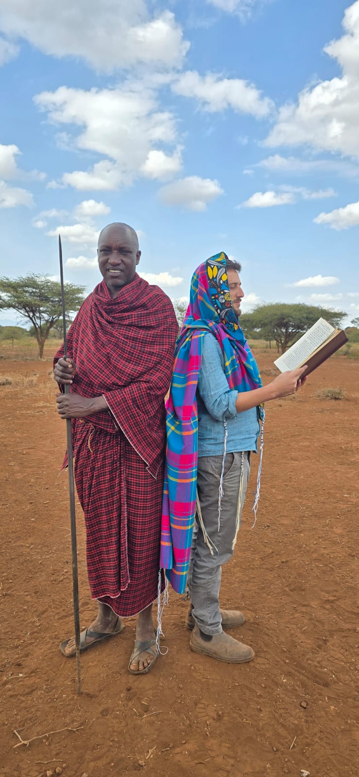 A chief of a Maasai tribe (African tribe) dressed in the tribe's clothing.
