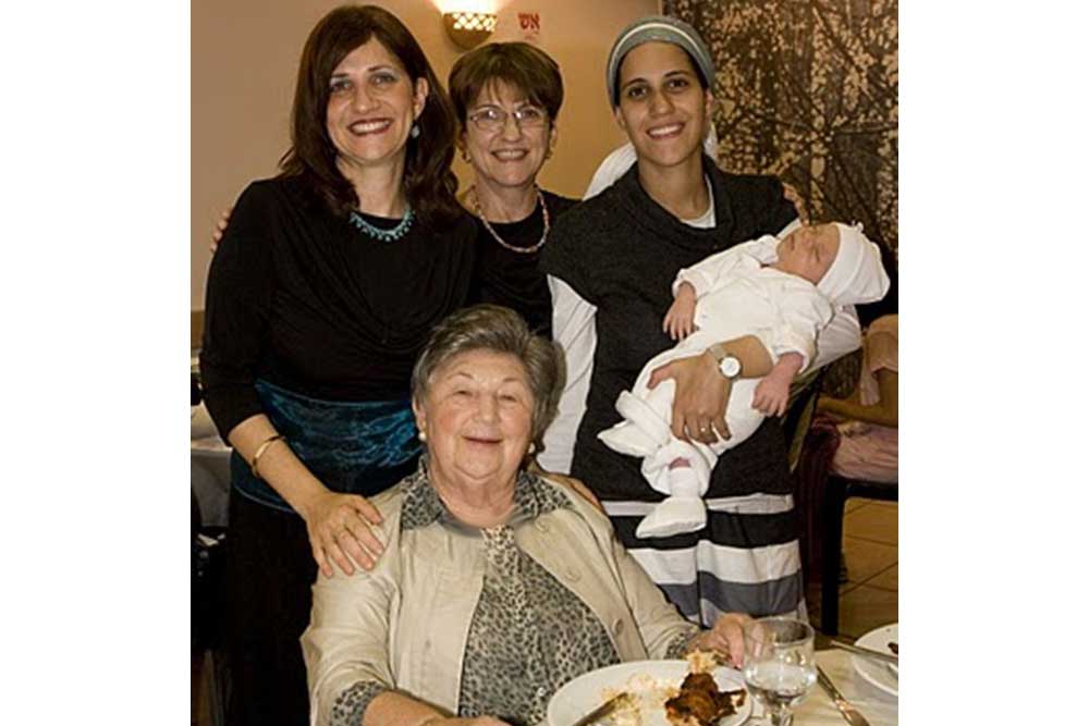 Five generations: Grandma Chava, her daughter, granddaughter Ronit, great-granddaughter, and great-great-grandson.