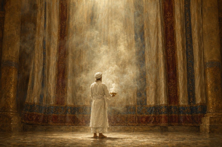 The High Priest's Yom Kippur service in the Holy Temple (illustration)