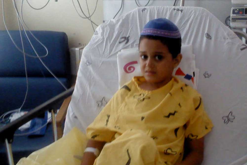 Hillel at age 6 during his hospitalization and recovery