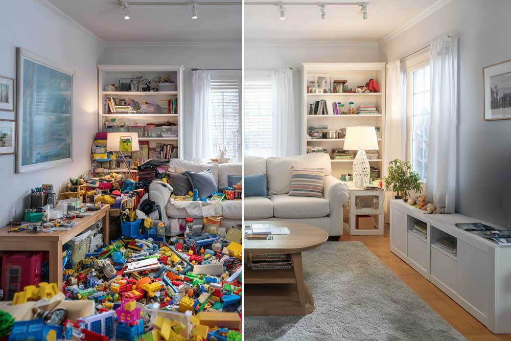 Decluttering is essential before redecorating