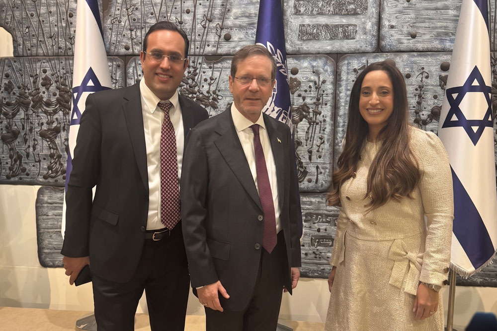 Orly and Harel Dahan with Israeli President Isaac Herzog