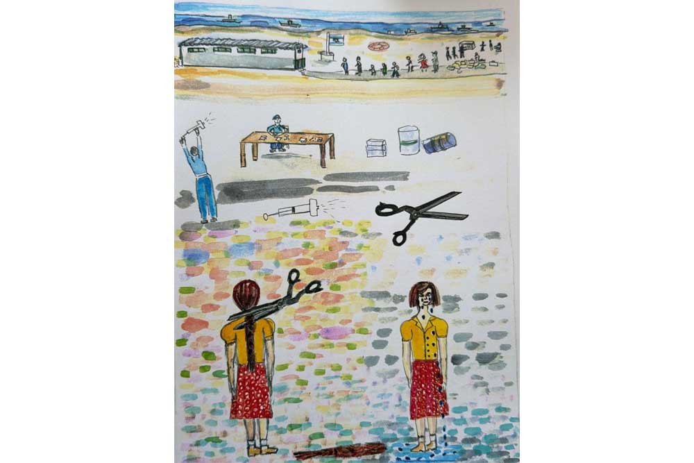 A traumatic moment: cutting her braid after arriving in Israel