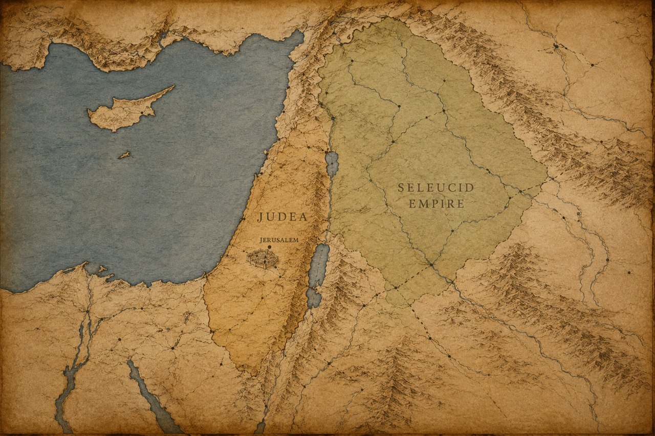 Map of Judea and the Seleucid Empire during the Maccabean Revolt