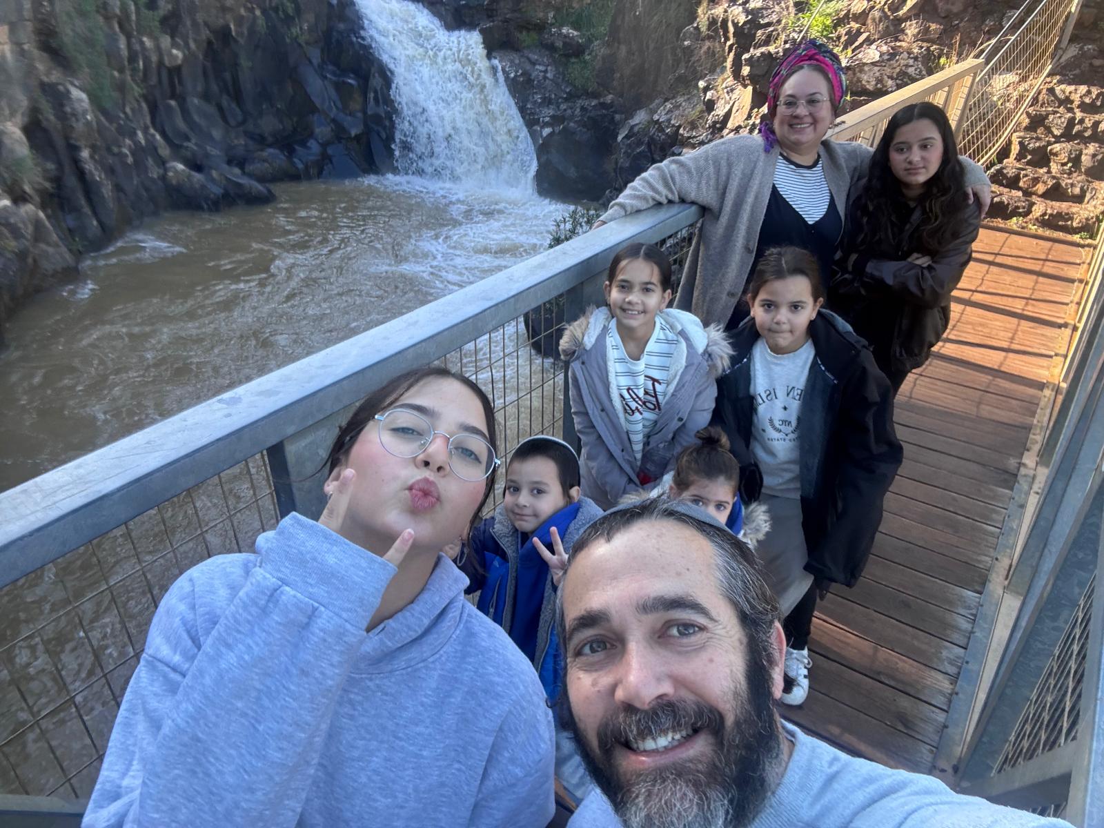 Chen and her family at a beautiful stream in northern Israel